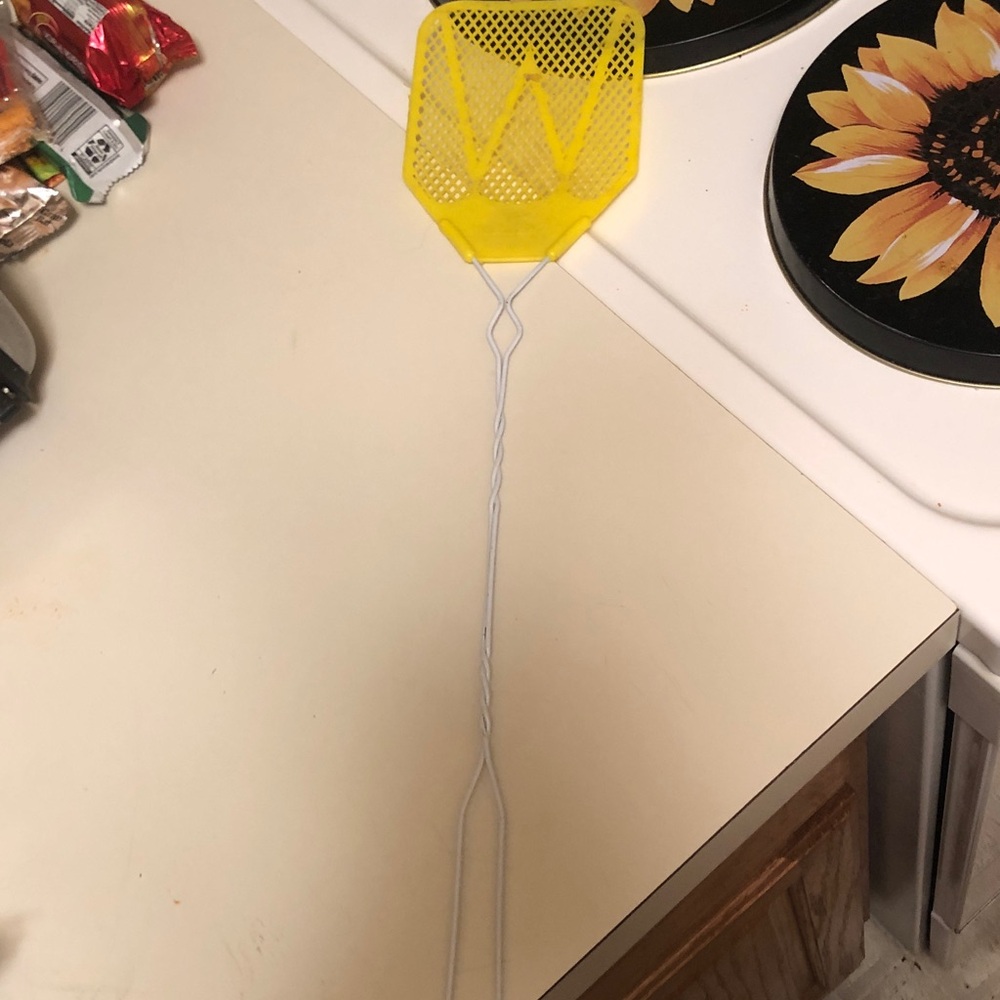 Yellow Fly Swatter with Long Handle - Home Kitchen